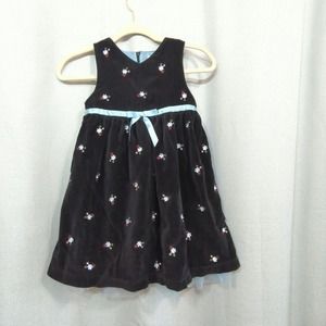 Hanna Andersson Dress Girls 110 US 5 Black Velvet‎ Tulle Sleeveless Embroidered